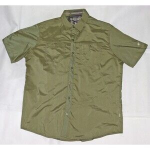 Kuhl Stealth Men's Short Sleeve 7453 Snap Button Olive Green Shirt Size Medium